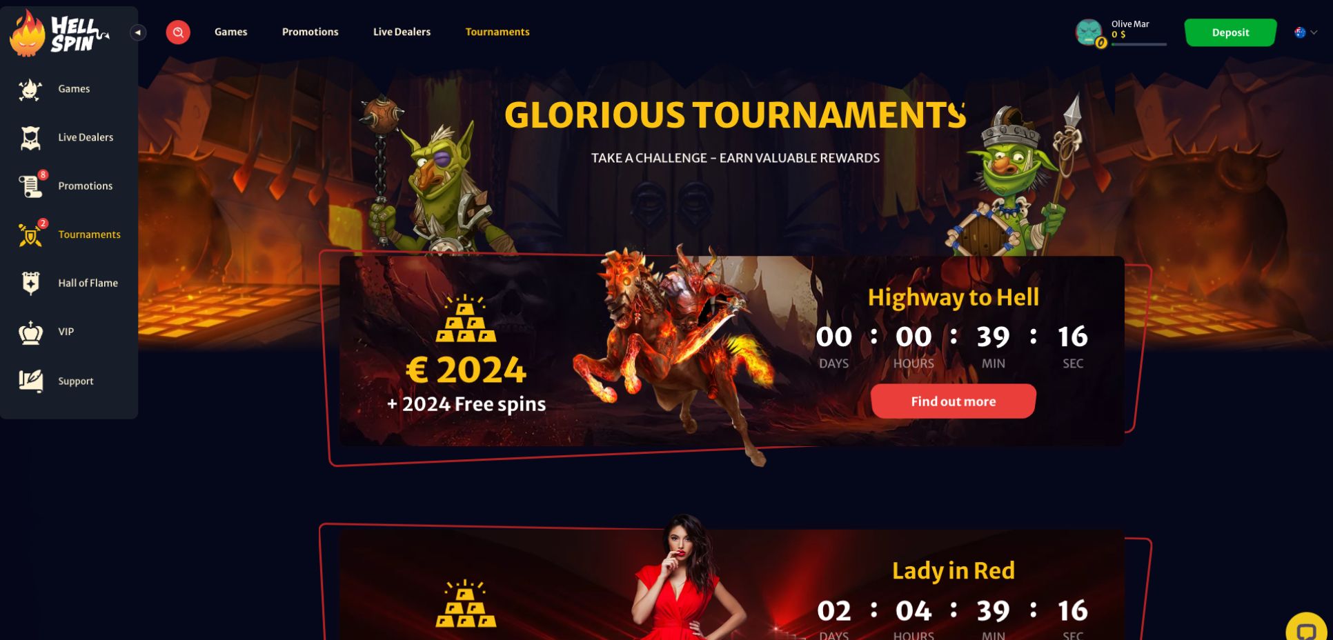 Hell Spin Casino Tournaments