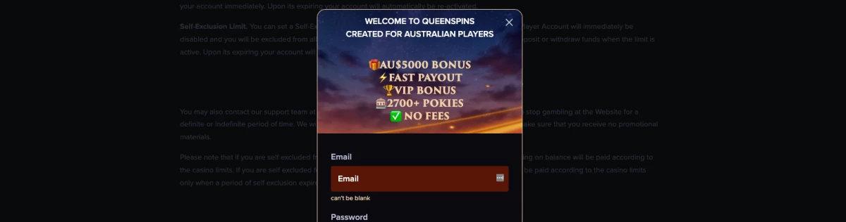 queenspins casino sign up process