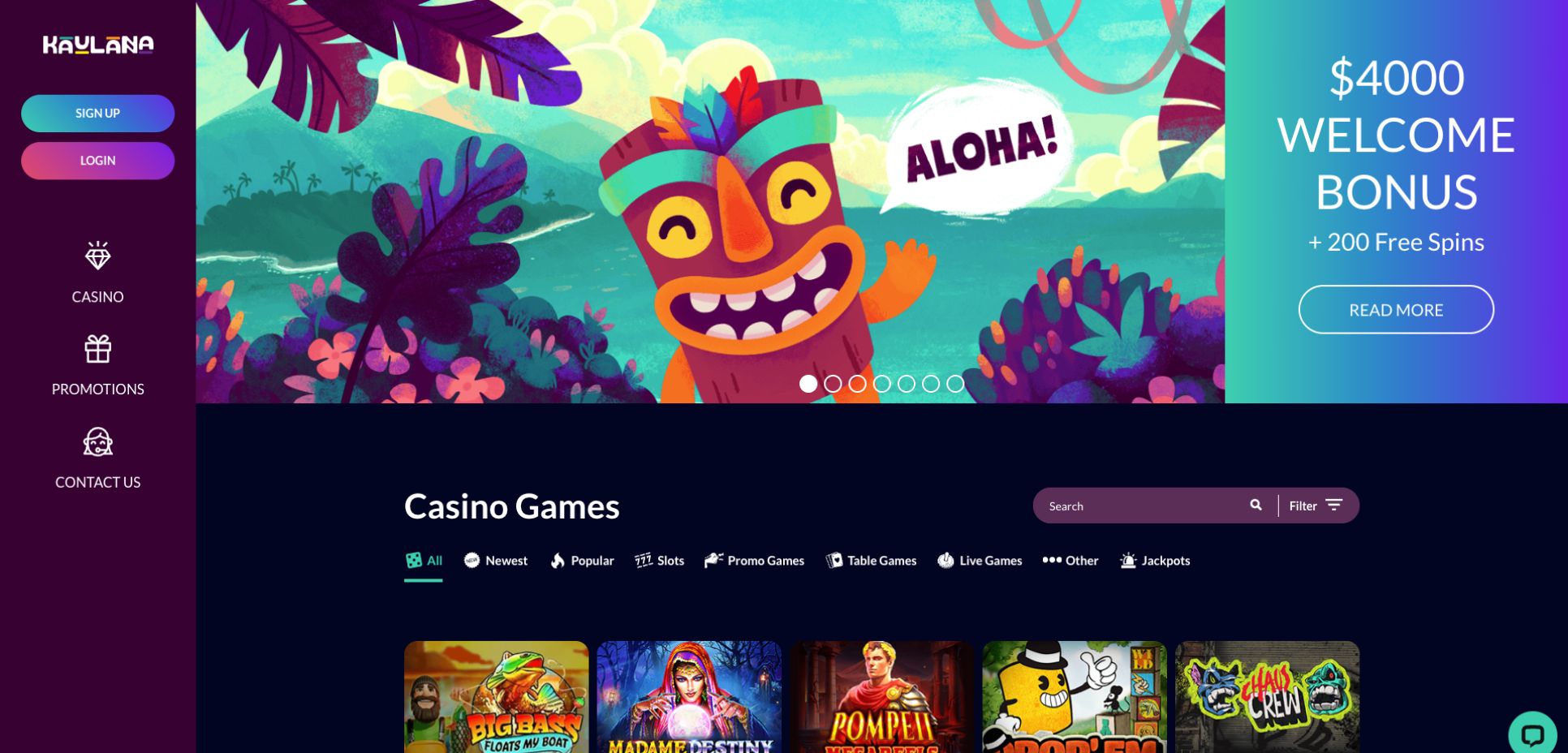 Kaulana Casino Homepage