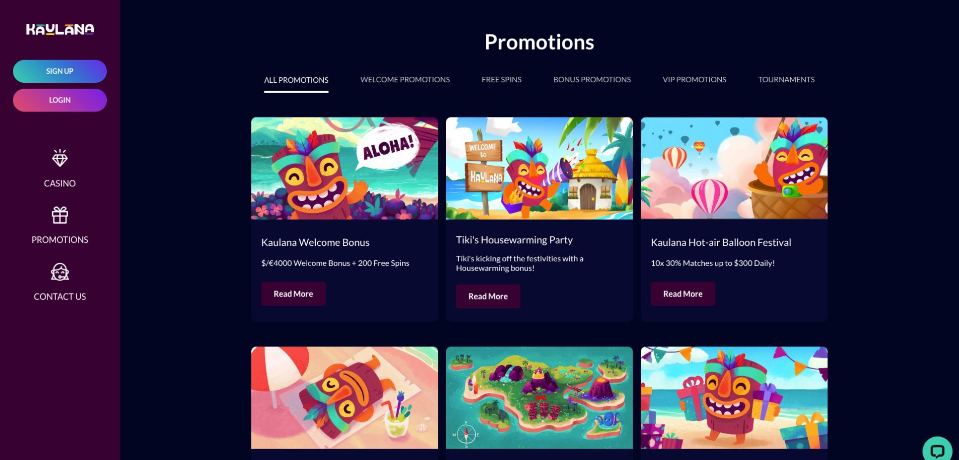 Kaulana Casino Promotions Page