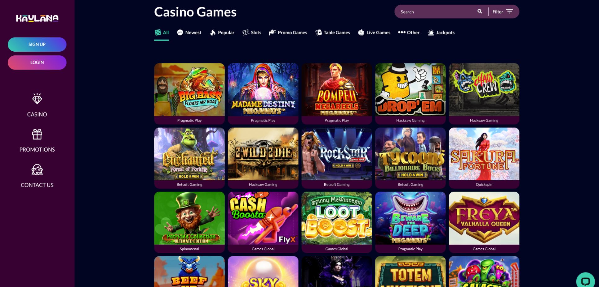 Kaulana Casino Games