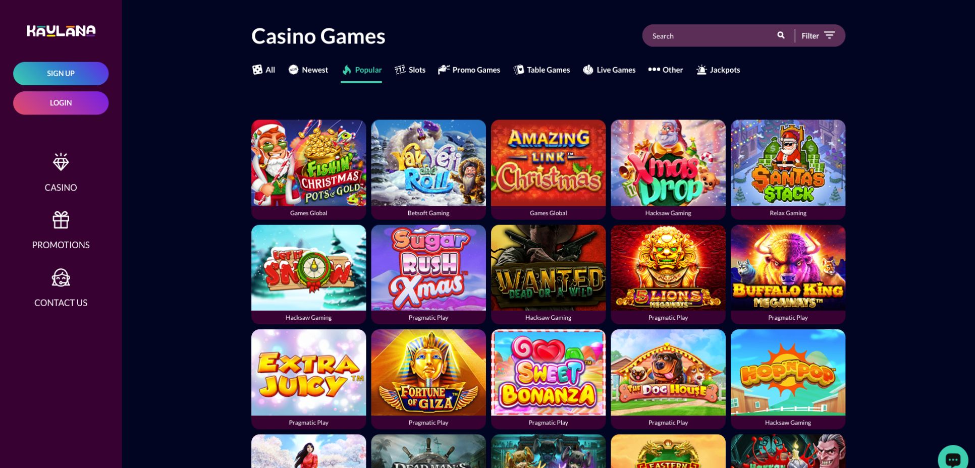 Kaulana Casino Popular Games