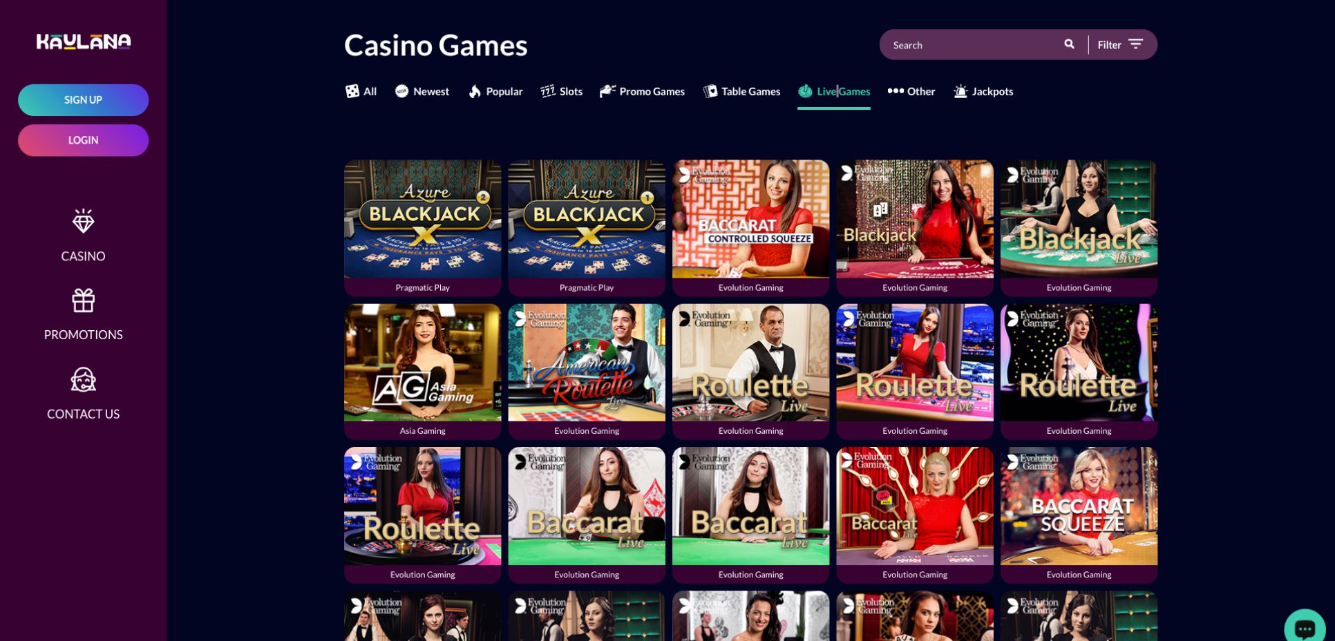 Kaulana Casino Live Games