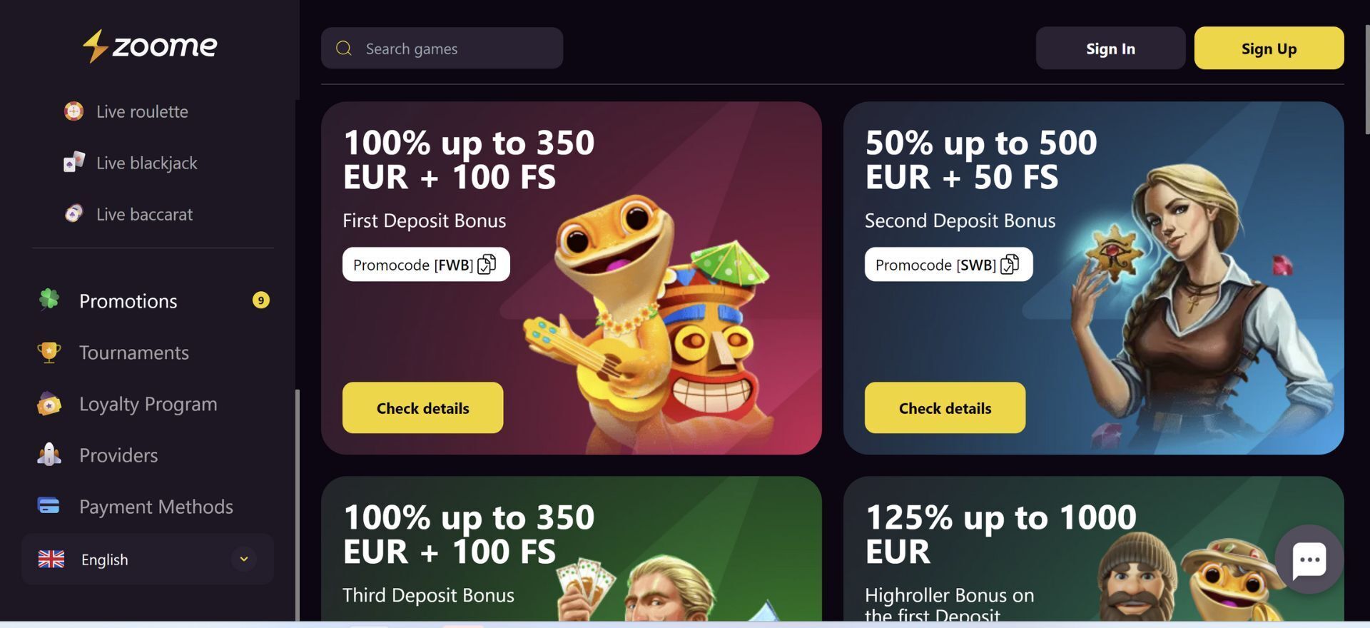 Zoome Casino Promotions