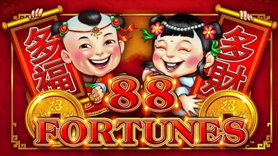 88 fortunes logo featuring two young characters