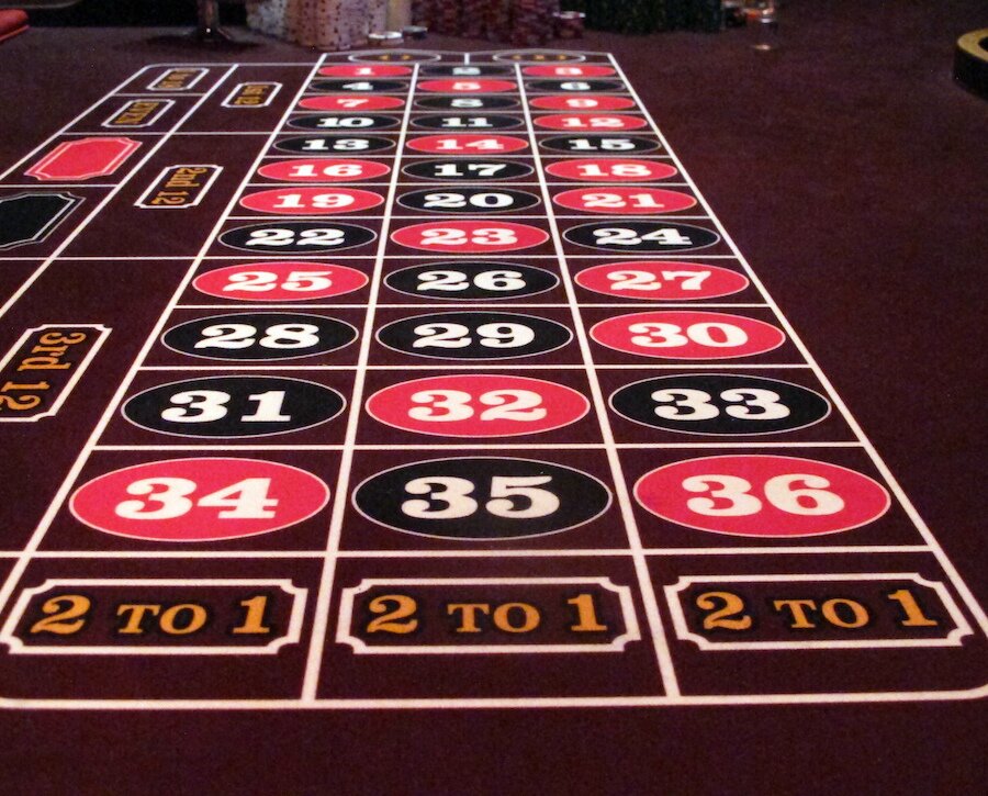 close up of roulette table