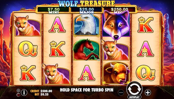 screenshot of Wolf Treasure slots machine
