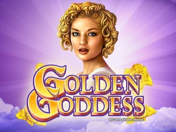 golden goddess slots logo featuring a female character