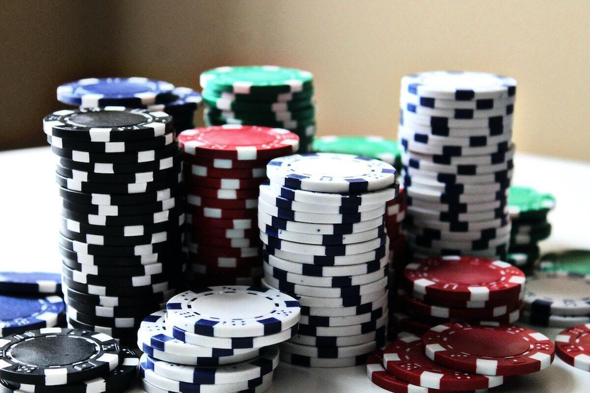 poker casino chips stacked
