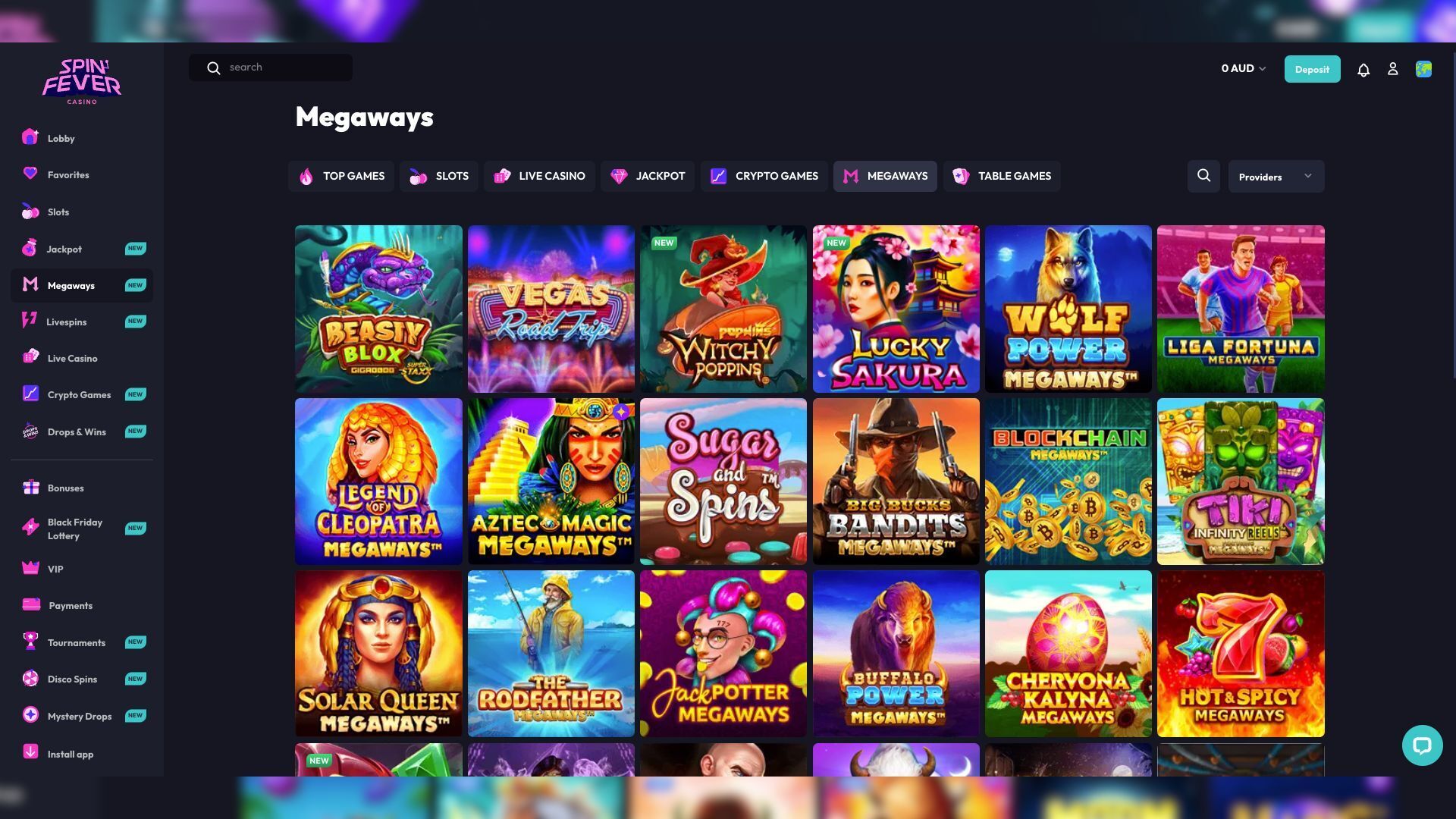 SpinFever Casino Megaways Games