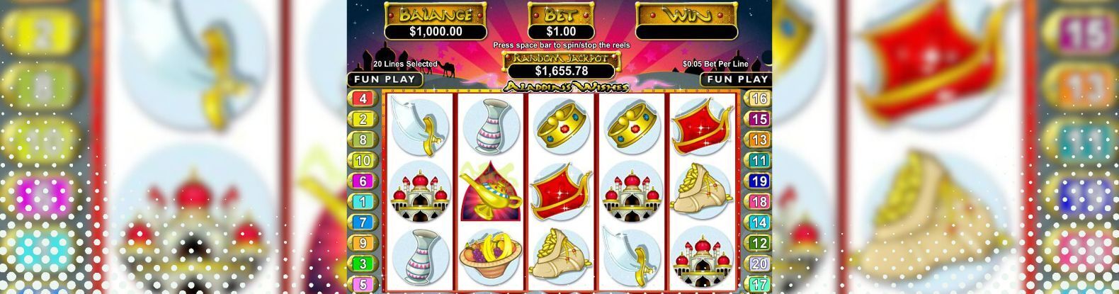 This is a pic of Aladdin's Wishes Pokies Game by RealTime Gaming
