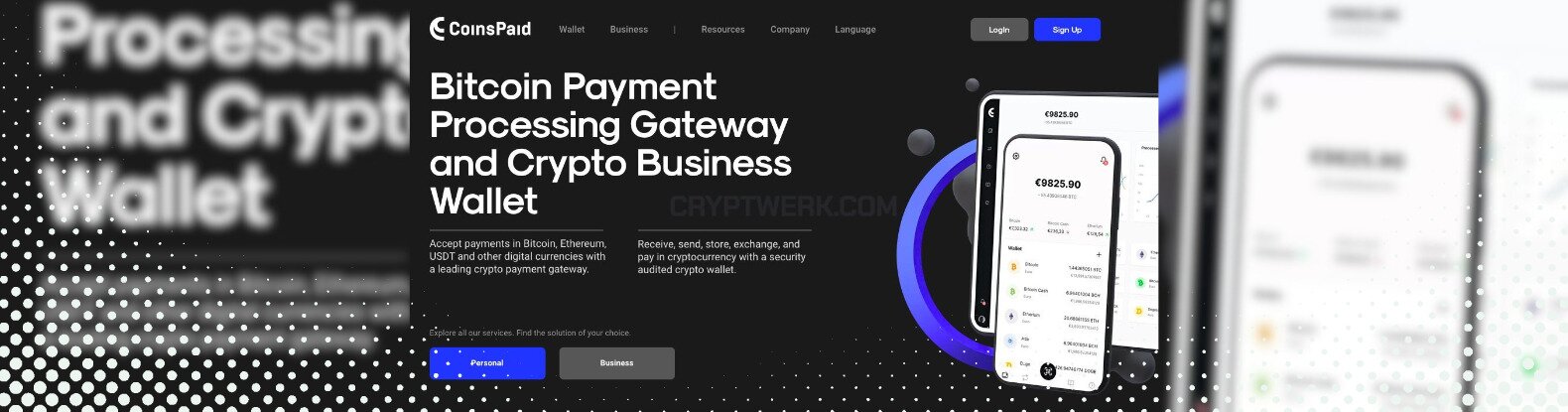 This is a screenshot of CoinsPaid's webpage, explaining where to download their crypto wallet