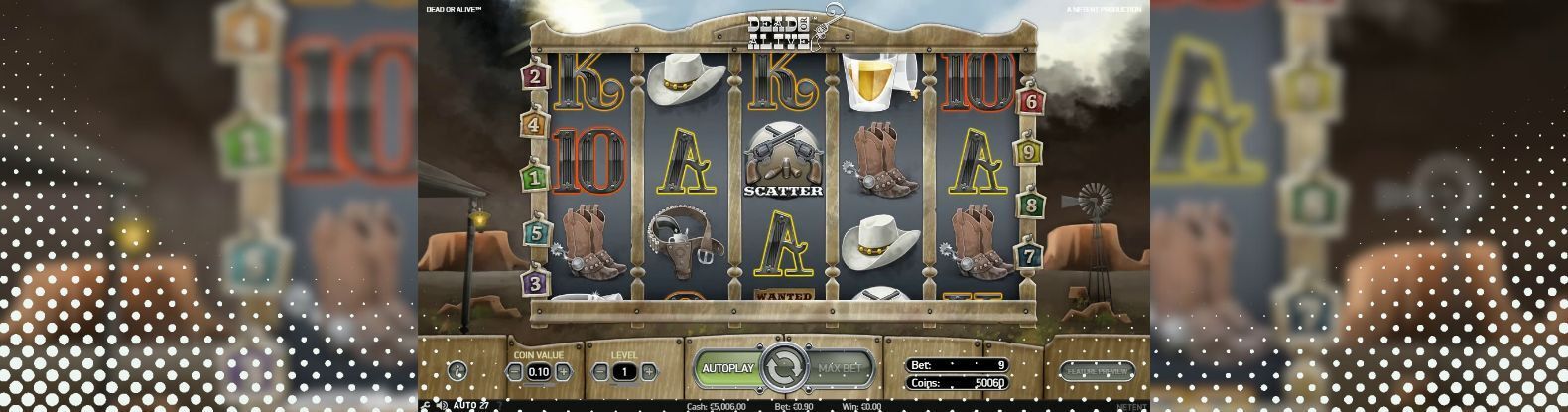 This is a picture of Dead or Alive Pokies Game by Netent