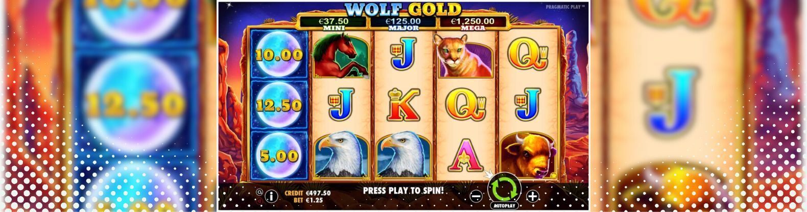 This is a screenshot of Wolf Gold Pokies Game by Pragmatic Play