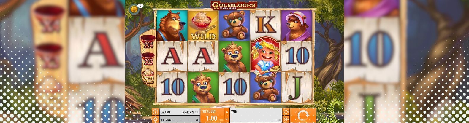 This is a pic of Goldilocks and the wild bears Pokies Game by Quickspin