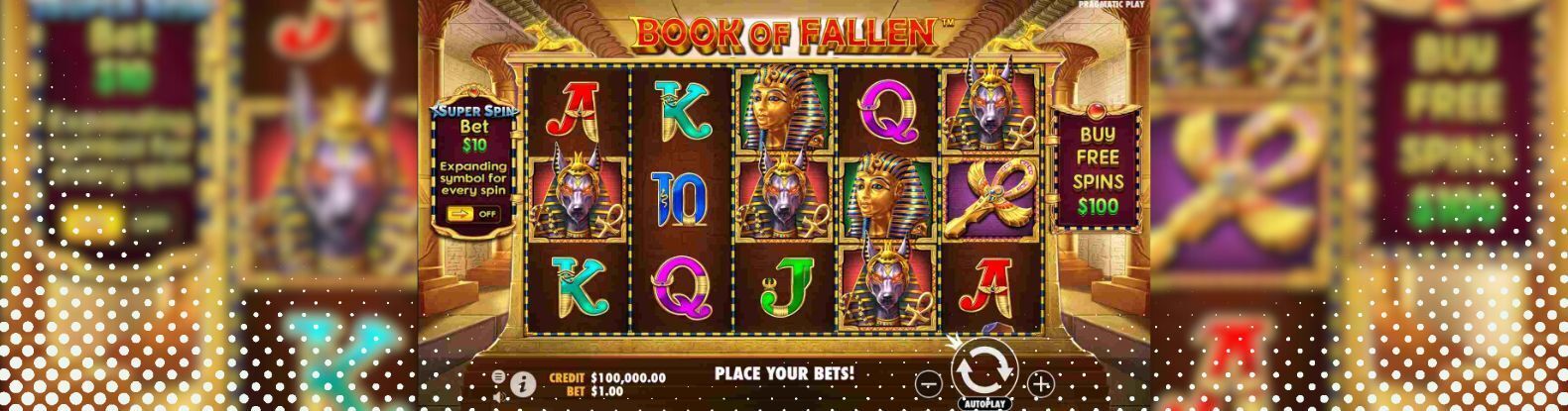 This is a screenshot pf Book of the Fallen Pokies Game by Pragmatic Play