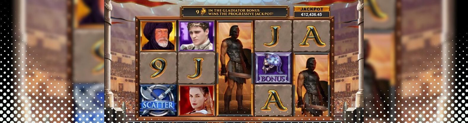 This is a screenshot of Gladiator: Road to Rome Online Pokies Game by Playtech