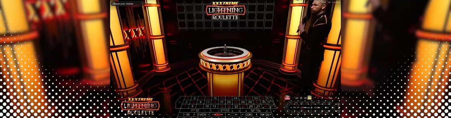 This is a screenshot of Xxxtreme Lightning Roulette Casino Game by Evolution