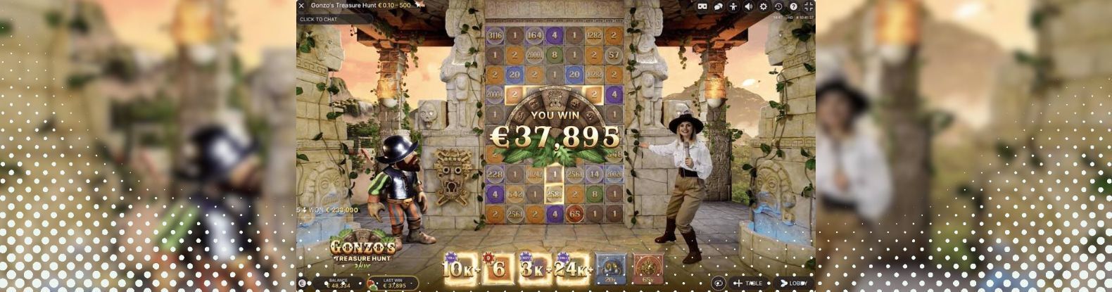 This is a screenshot of Gonzo's Quest Treasure Hunt Casino Game by Evolution