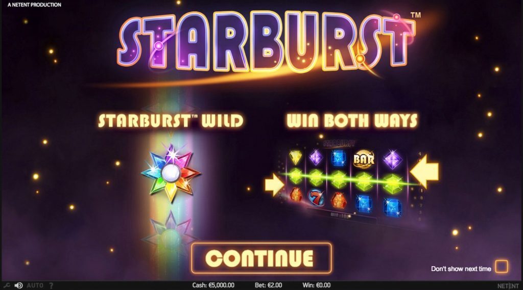 Starburst pokie features