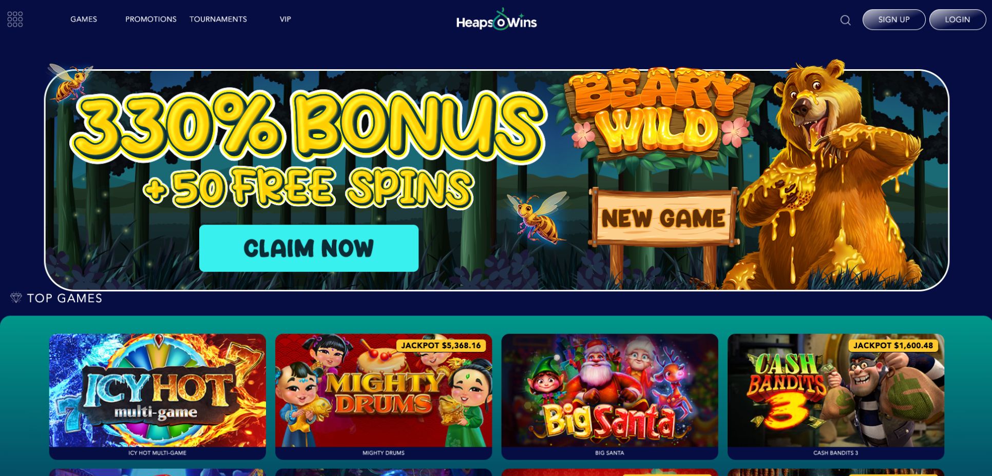 Heaps O Wins Casino Home Page