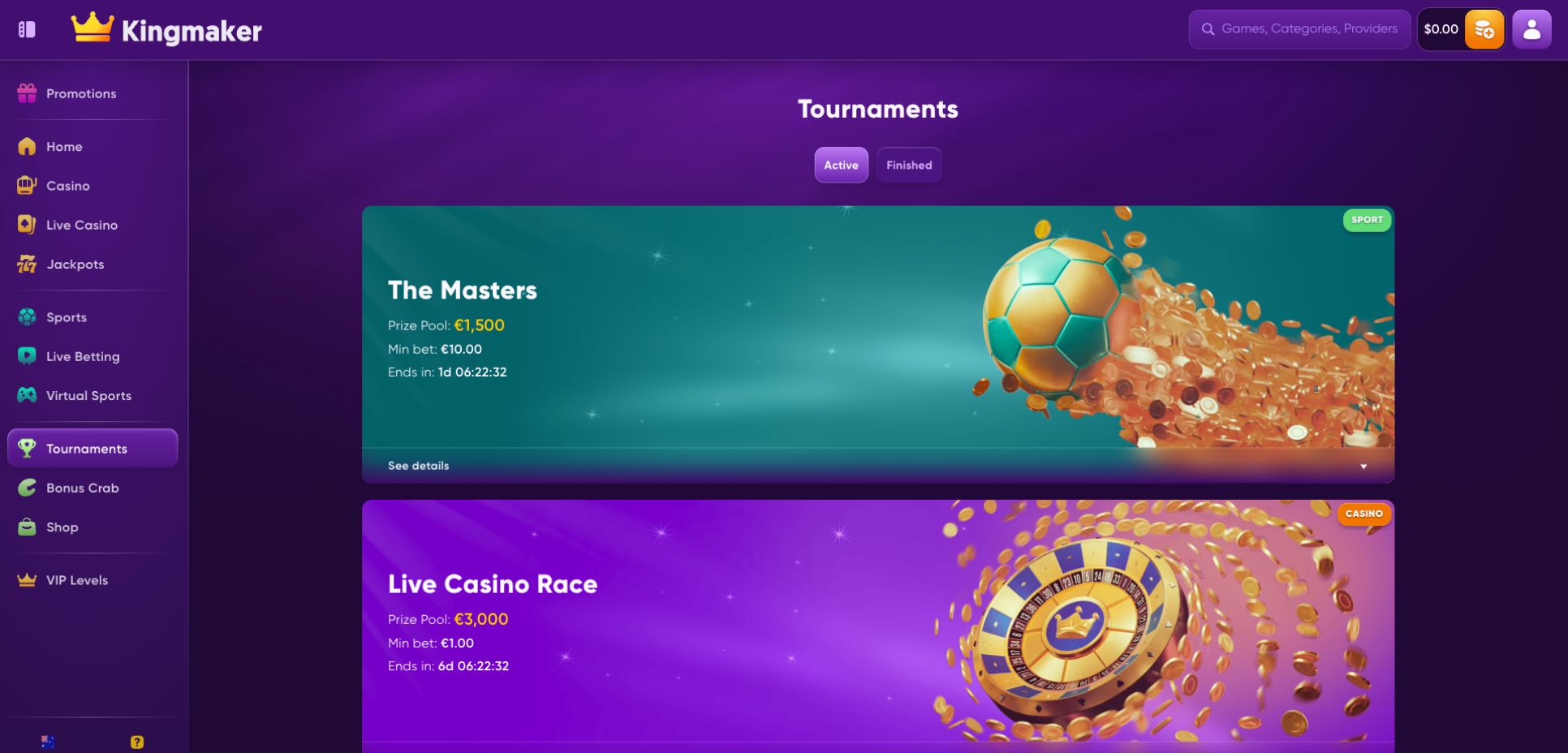 Kingmaker Casino Tournaments
